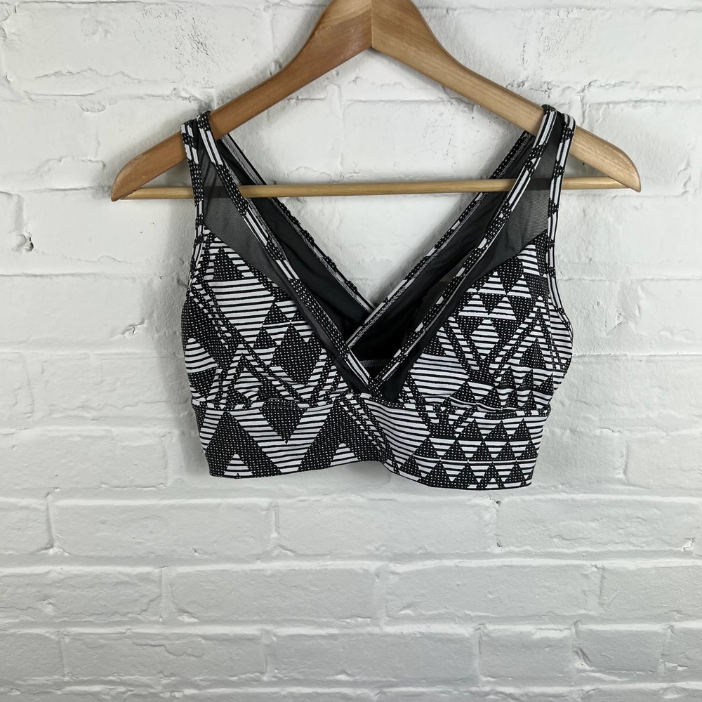 Aerie Women's Activewear Athletics Sports Bra Black Gray Geometrics Size Medium